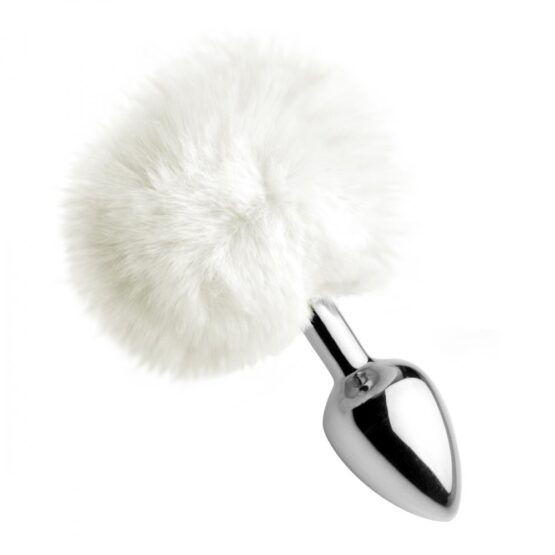 White Fluffy Bunny Tail Anal Plug - Image 2