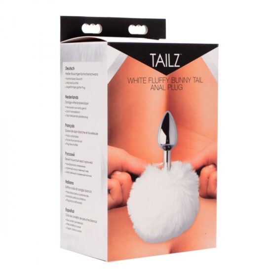 White Fluffy Bunny Tail Anal Plug - Image 3