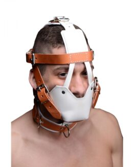 White and Tan Hospital Style Leather Muzzle1