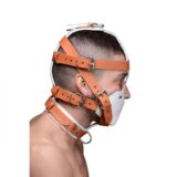 White and Tan Hospital Style Leather Muzzle - Image 2