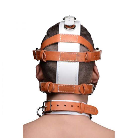White and Tan Hospital Style Leather Muzzle - Image 3