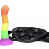 Proud Rainbow Silicone Dildo with Harness - Image 5